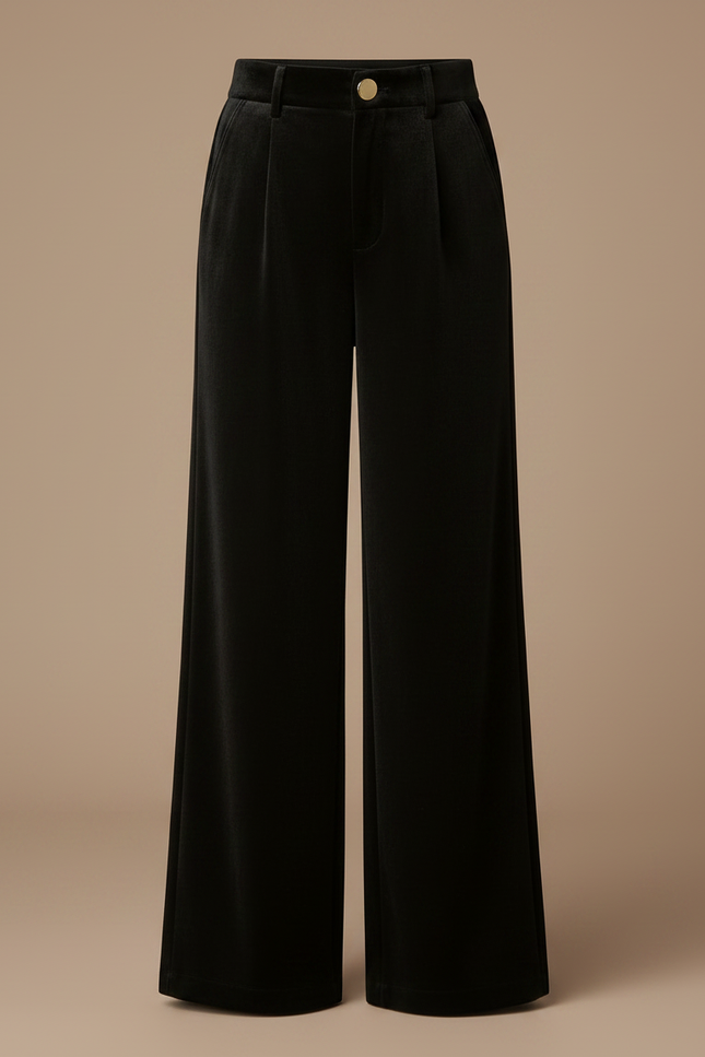 Pantalon Velours Noir Large Élégant Fille Hiver - vue 3