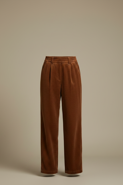 Pantalon Velours Cotelé Femme Marron - Cordé - vue 3