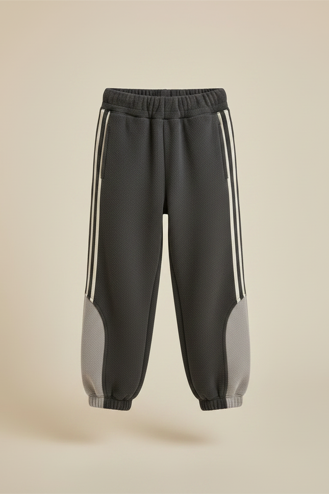 Pantalon Velours Gris Sportif Rayures Enfants Hiver - Molleton - vue 3