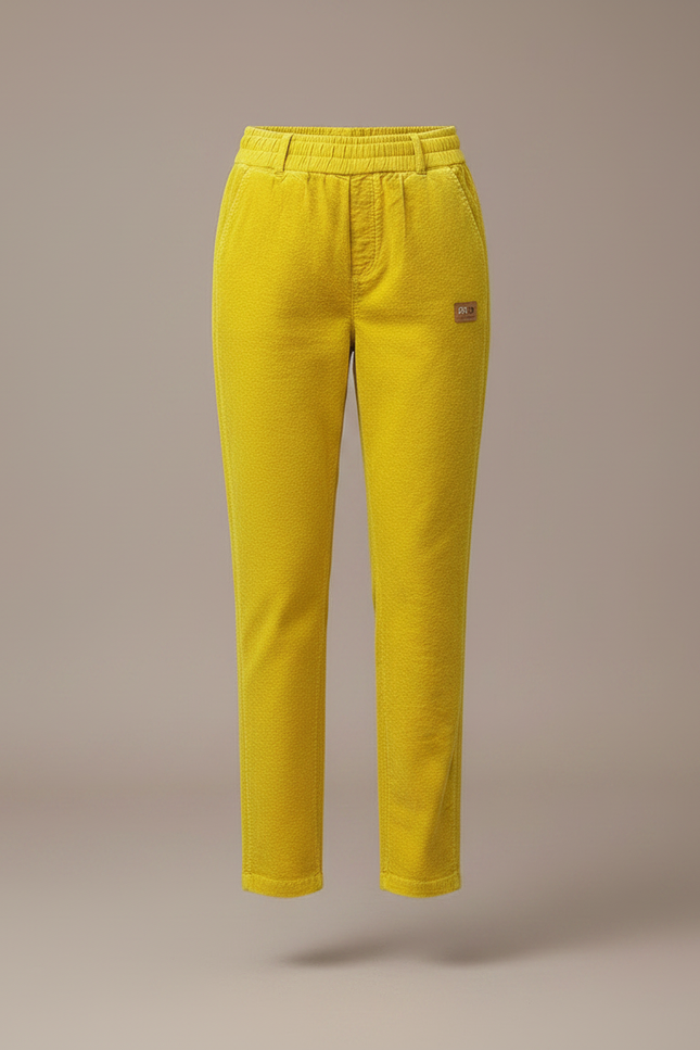 Pantalon Velours Jaune Côtelé Droit Taille Haute - vue 3