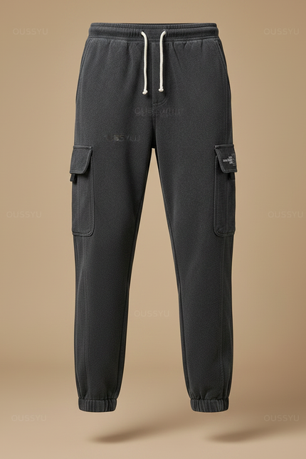 Pantalon Velours Cargo Gris Décontracté Homme Cordon - vue 3