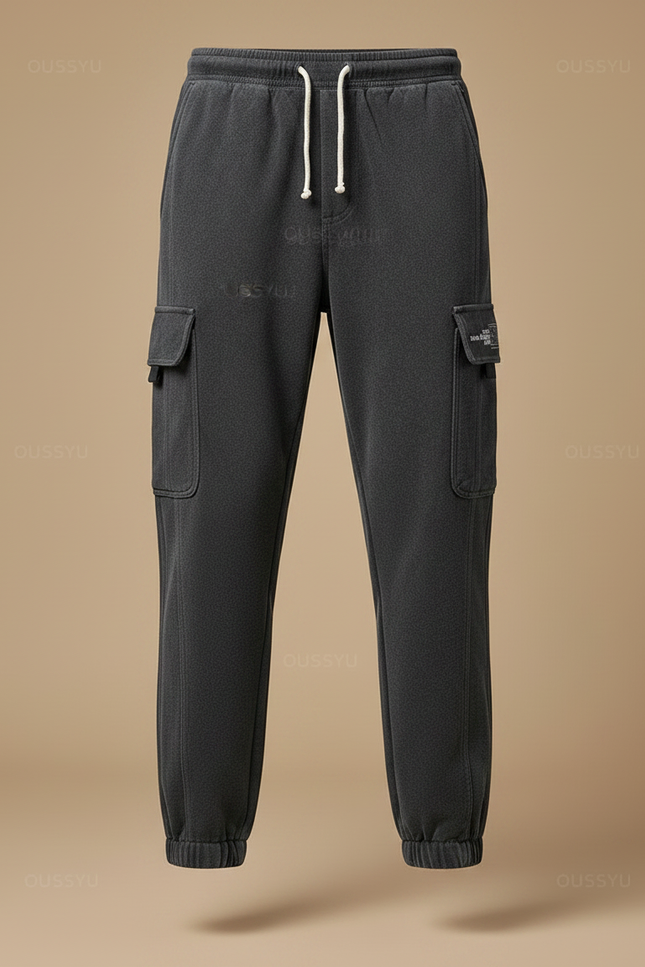 Pantalon Velours Cargo Gris Décontracté Homme Cordon - vue 3