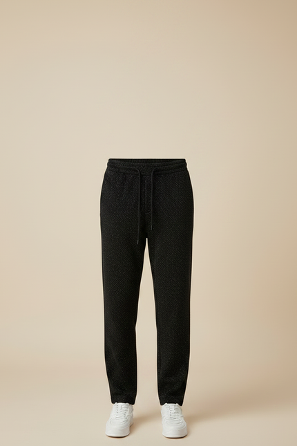 Pantalon Velours Noir Chiné Ample Décontracté Homme - Maille - vue 3
