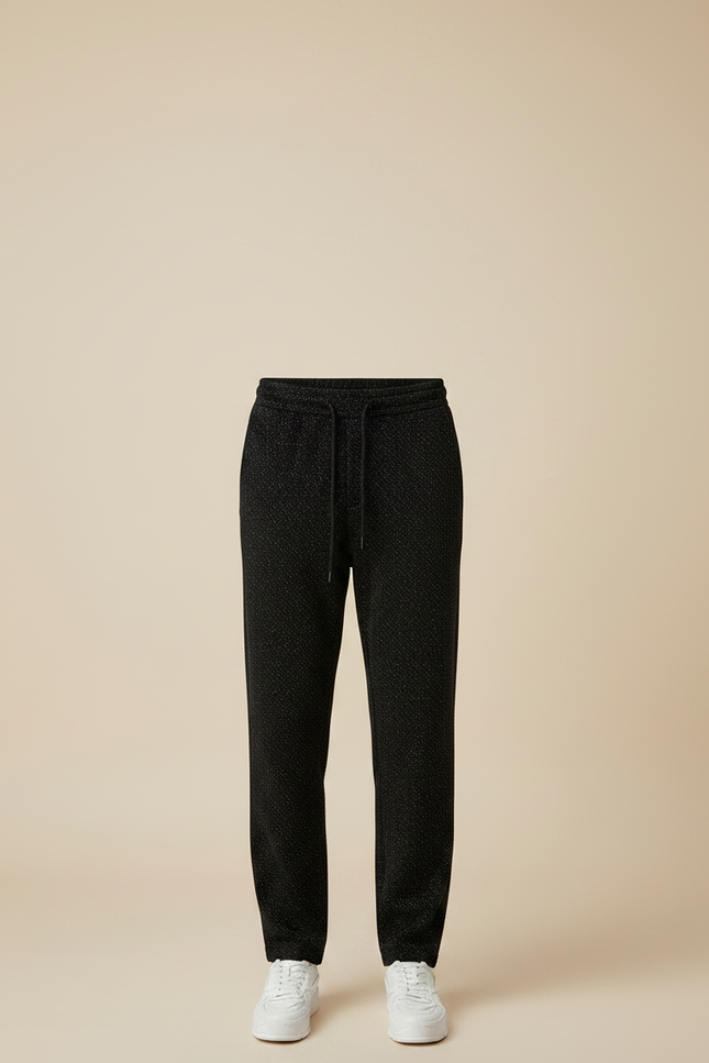 Pantalon Velours Noir Chiné Ample Décontracté Homme - Maille - vue 3
