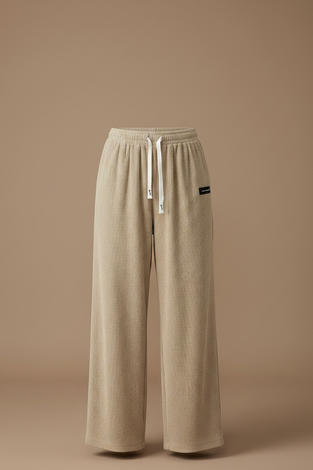 Pantalon Velours Côtelé Ample Décontracté Beige Femmes - Cordé - vue 3