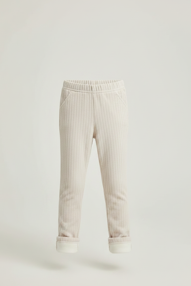 Pantalon Velours Côtelé Crème Enfant Doux Ajusté - Beige Cordé - vue 3