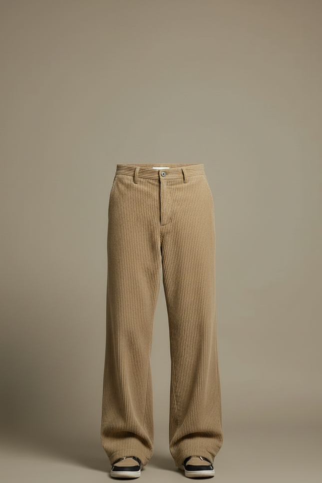 Pantalon Velours Côtelé Homme Beige Ample Décontracté - Cordé - vue 3
