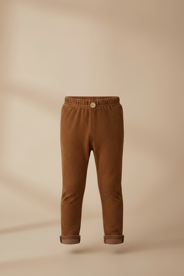 Pantalon Velours Côtelé Marron Élastique Confortable Enfant - Cordé - vue 3