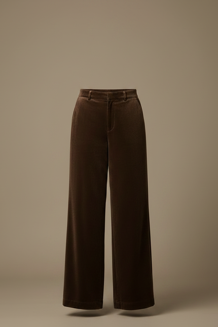 Pantalon En Velours Large - Marron - vue 3