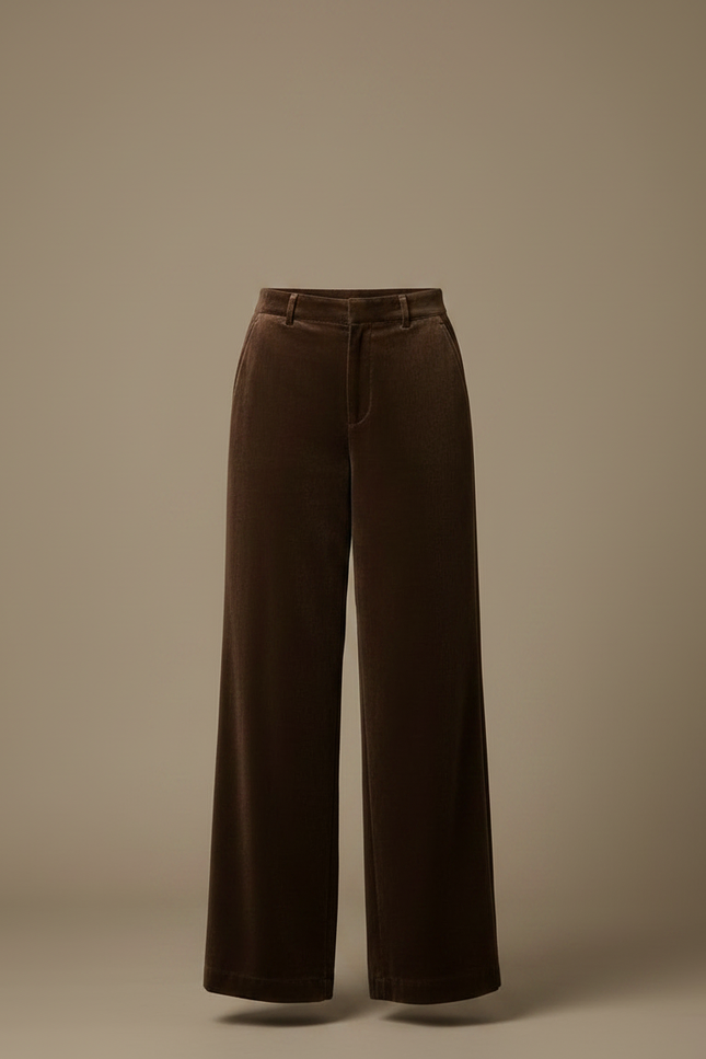 Pantalon En Velours Large - Marron - vue 3