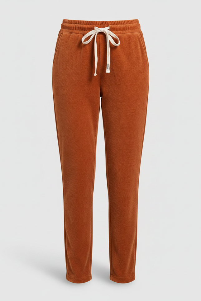 Pantalon Velours Orange Côtelé Droit Élastique Femme - Cordé - vue 3