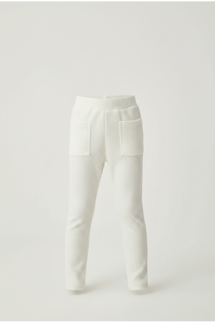 Pantalon Velours Côtelé Écru Enfant Slim Confortable - Beige Cordé - vue 3