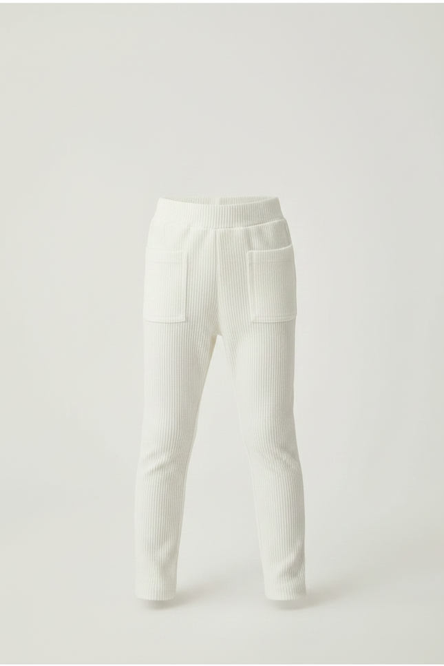 Pantalon Velours Côtelé Écru Enfant Slim Confortable - Beige Cordé - vue 3