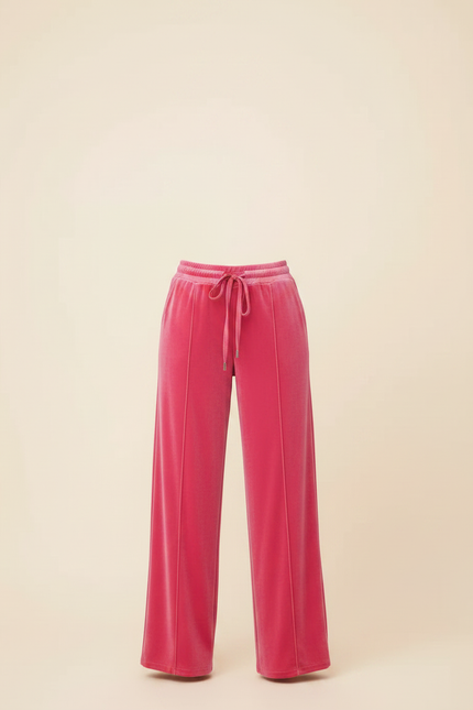 Pantalon Velours Rose Fushia Ample Cordon Femme - vue 3