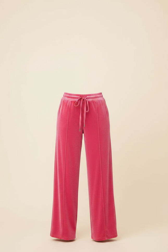 Pantalon Velours Rose Fushia Ample Cordon Femme - vue 3