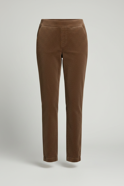 Pantalon Velours Côtelé Marron Femme Taille Haute - Cordé - vue 3