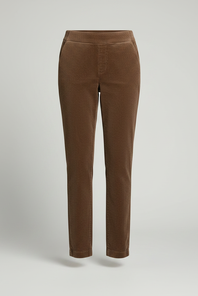 Pantalon Velours Côtelé Marron Femme Taille Haute - Cordé - vue 3