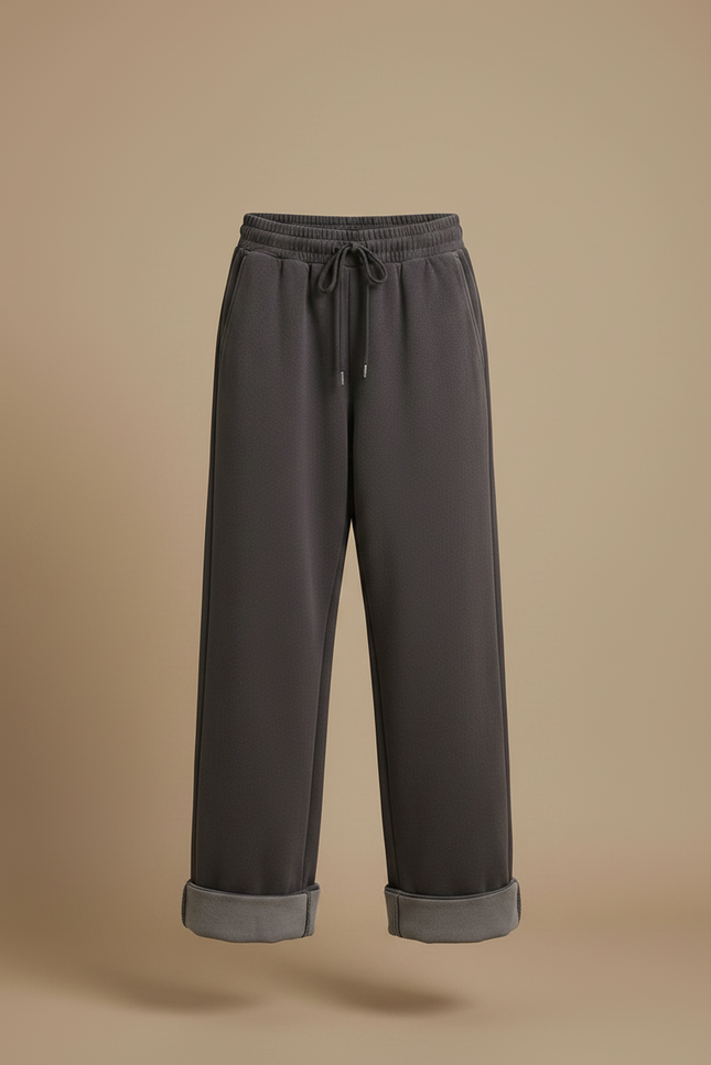 Pantalon Velours Gris Molletonné Large Confortable Femme - vue 3