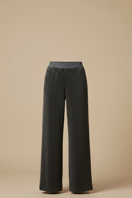 Pantalon Velours Côtelé Gris Ample Femme Confortable - Cordé - vue 3