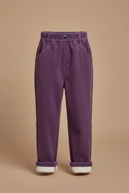 Pantalon Velours Côtelé Violet Enfant Doublé Chaud - vue 3