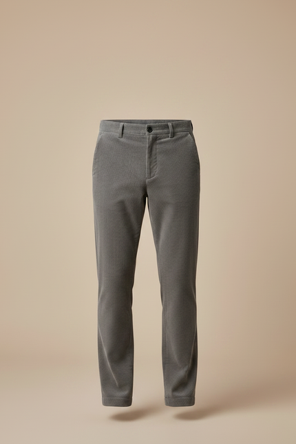 Pantalon Velours Côtelé Gris Coupe Droite Homme Chic - Cordé - vue 3