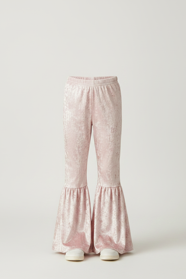 Pantalon Velours Rose Évasé Fille Doux Confortable - vue 3
