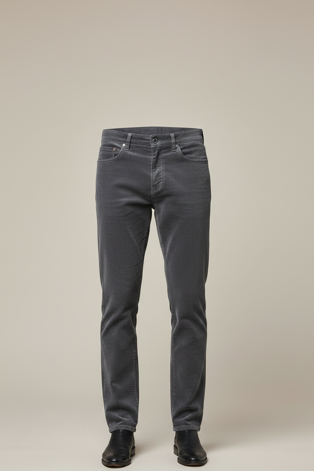 Pantalon Velours Droit - Gris Cordé - vue 3