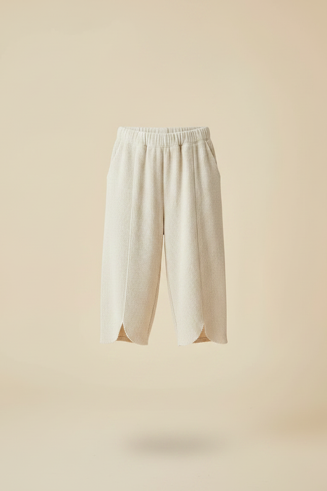 Pantalon Velours Beige Côtelé Ample Décontracté Fille - Cordé - vue 3