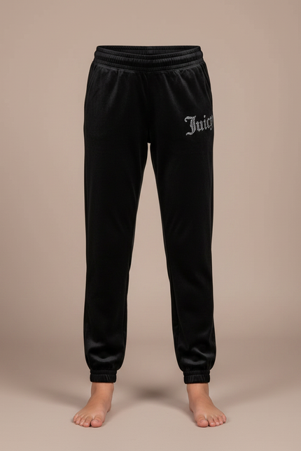 Pantalon Velours Noir Jogging Strass Enfant - vue 3