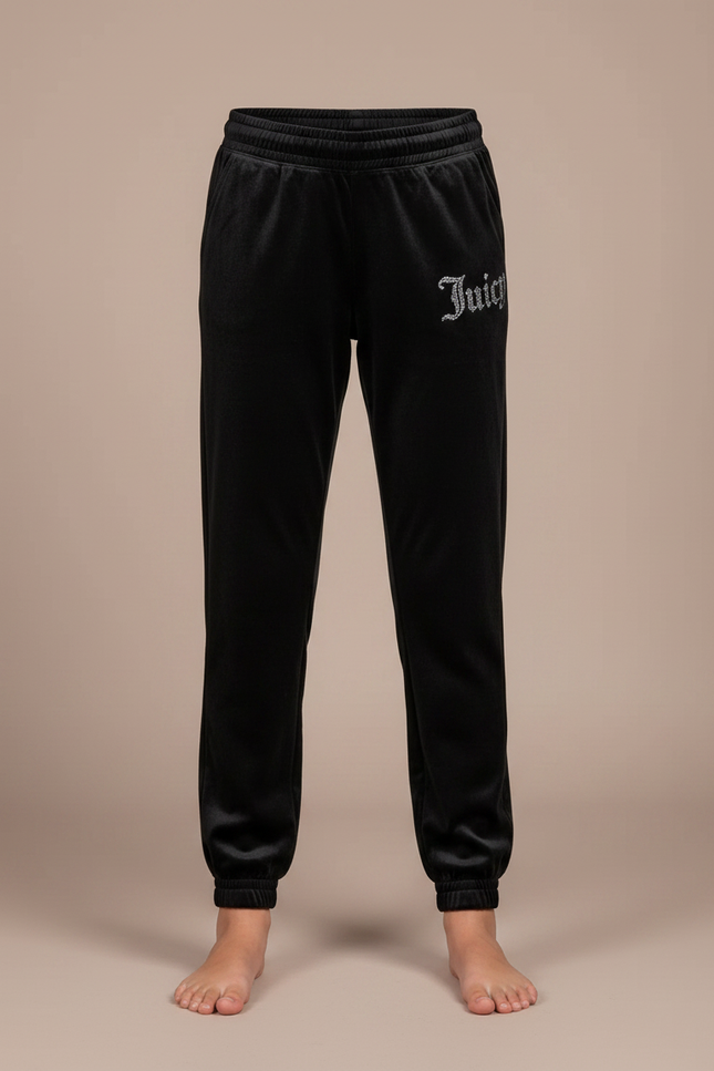 Pantalon Velours Noir Jogging Strass Enfant - vue 3