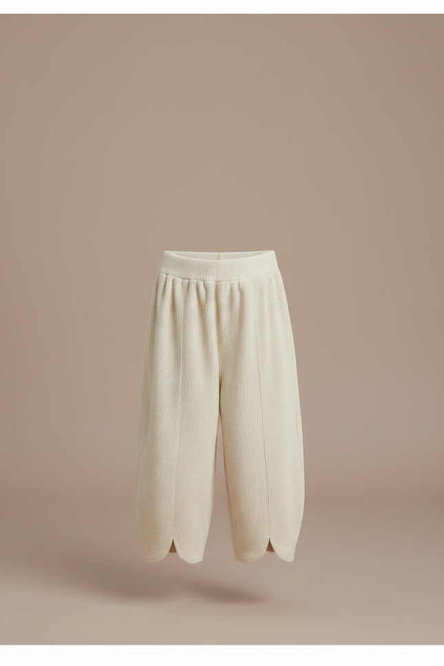 Pantalon Velours Beige Ample Fille Rétro Côtelé - vue 3