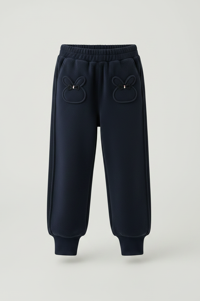 Pantalon Velours Marine Lapin Ample Confortable Fille - vue 3