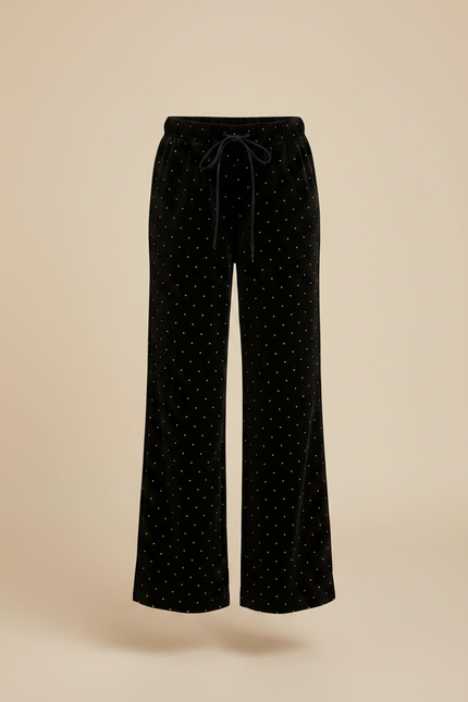 Pantalon Velours Noir Large À Pois Fille - vue 3