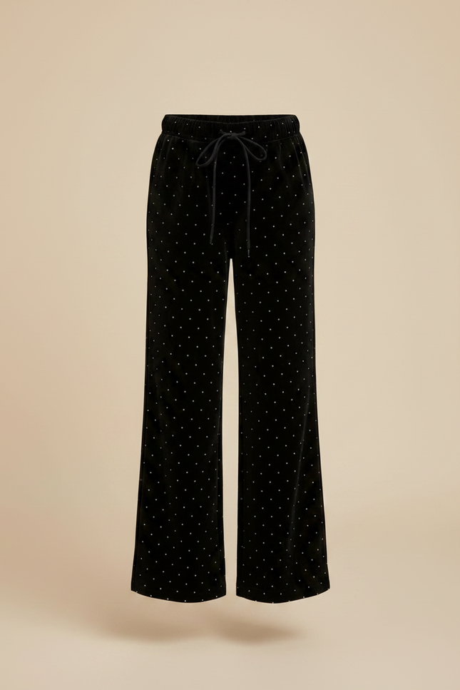 Pantalon Velours Noir Large À Pois Fille - vue 3