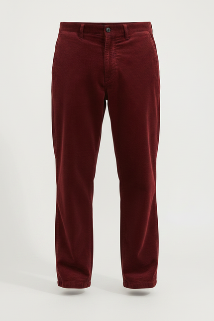 Pantalon Velour Rouge Homme - Bordeaux Cordé - vue 3