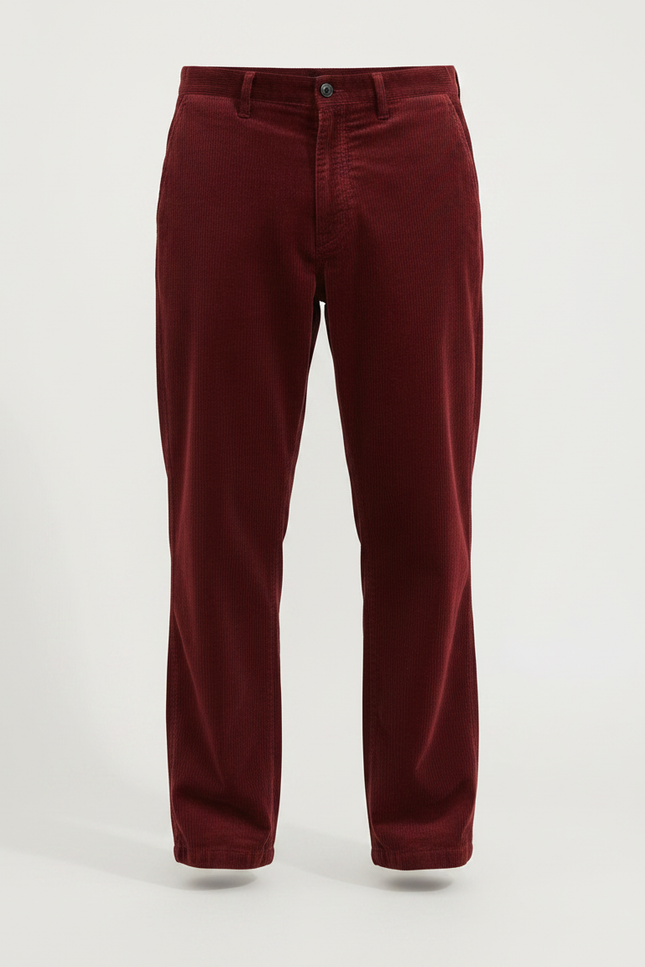Pantalon Velour Rouge Homme - Bordeaux Cordé - vue 3