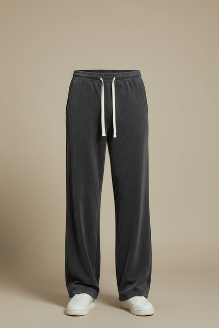 Pantalon Velours Côtelé Gris Ample Confortable Droit Homme - Cordé - vue 3