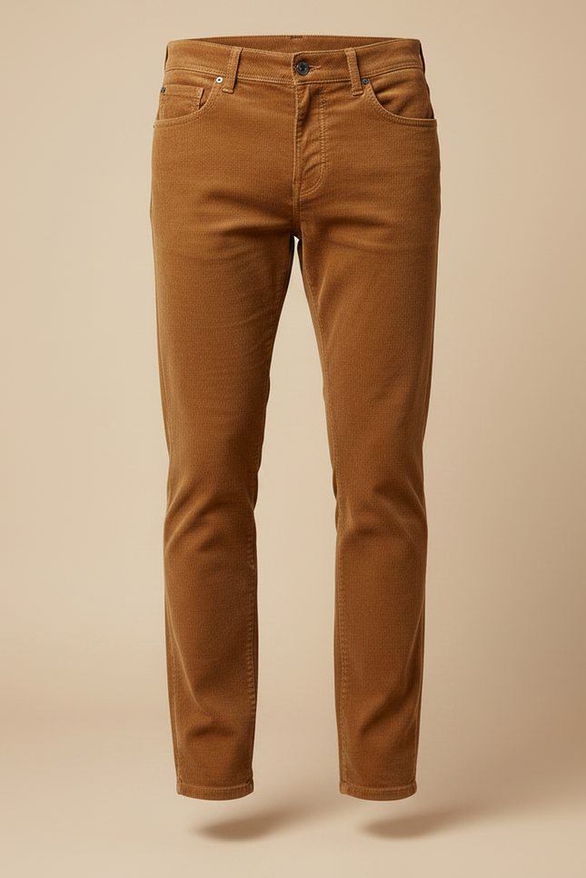 Pantalon Velours Côtelé Marron Coupe Droite Homme - Cordé - vue 3