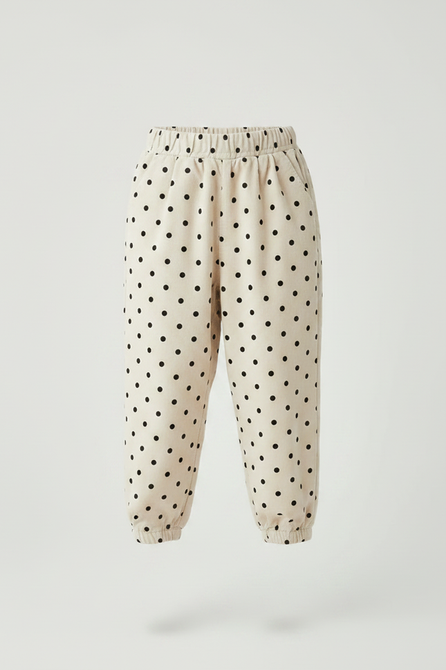 Pantalon Velours Beige Ample Pois Élastique Enfant - vue 3