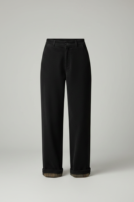Pantalon Boyfriend Velours Femme - Noir Cordé - vue 3