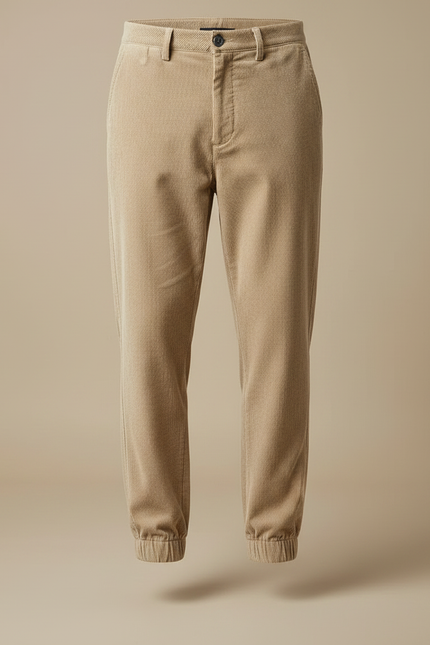 Pantalon Velours Côtelé Beige Jogger Homme Décontracté - Cordé - vue 3