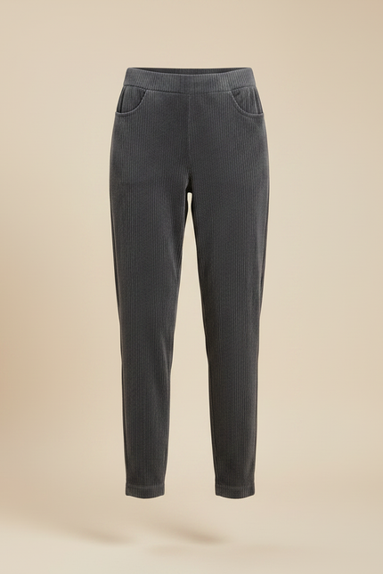 Pantalon En Velours Côtelé Pour Femme - Gris Cordé - vue 3