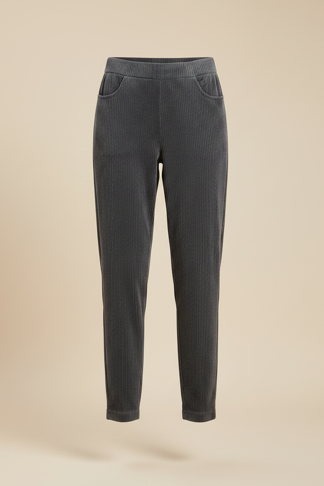 Pantalon En Velours Côtelé Pour Femme - Gris Cordé - vue 3