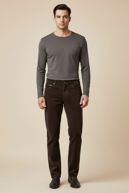 Pantalon Marron Velours Côtelé - Cordé - vue 3