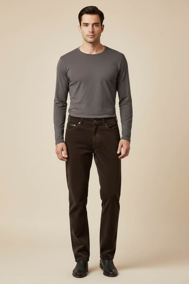 Pantalon Marron Velours Côtelé - Cordé - vue 3