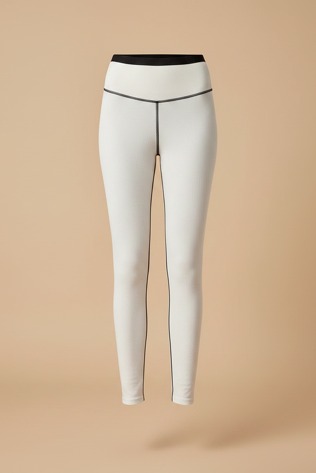 Pantalon Velours Blanc Doux Taille Haute Lignes Noires - vue 3