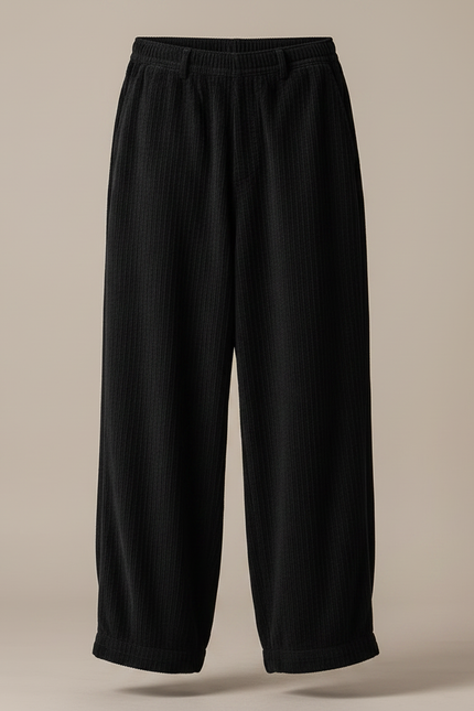 Pantalon Velours Noir Côtelé Ample Décontracté Hiver Homme - Cordé - vue 3