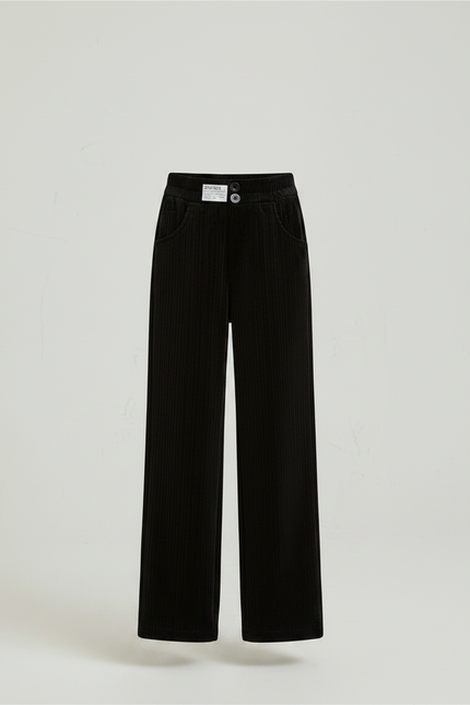 Pantalon Velours Fille Noir Large - Cordé - vue 3
