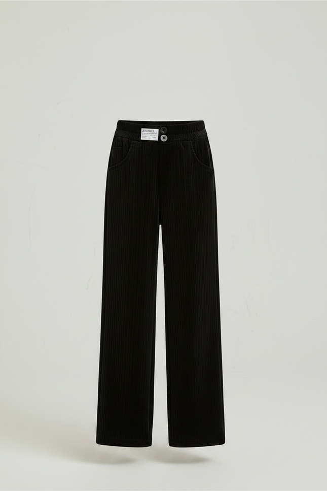 Pantalon Velours Fille Noir Large - Cordé - vue 3