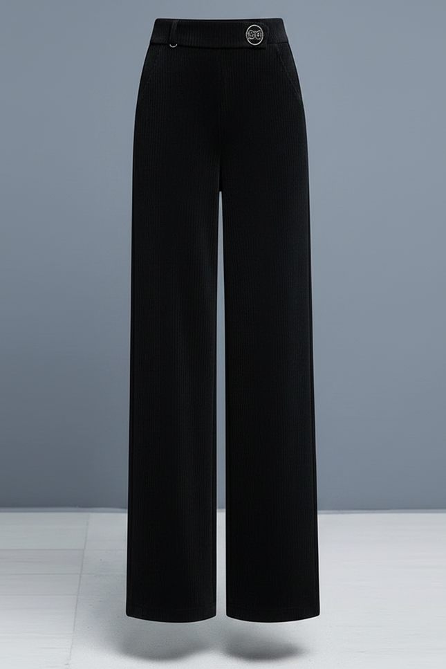 Pantalon Velours Noir Ample Large Élastique Femme - Cordé - vue 3